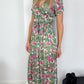 Joanne Floral Dress with Open Slit - Green