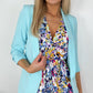 Sinead Slim Open Blazer with Ruched Sleeves - Sky Blue
