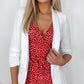 Sinead Slim Open Blazer with Ruched Sleeves - White