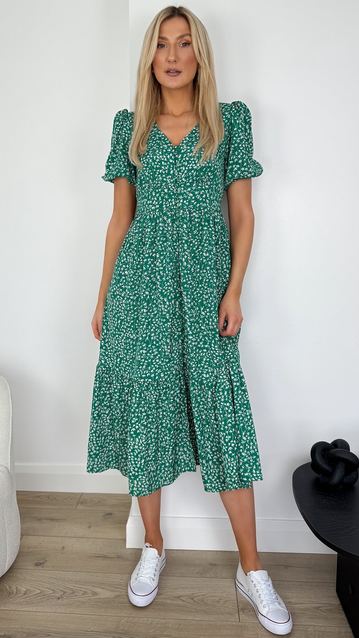 Lucy Floral Print Dress - Green