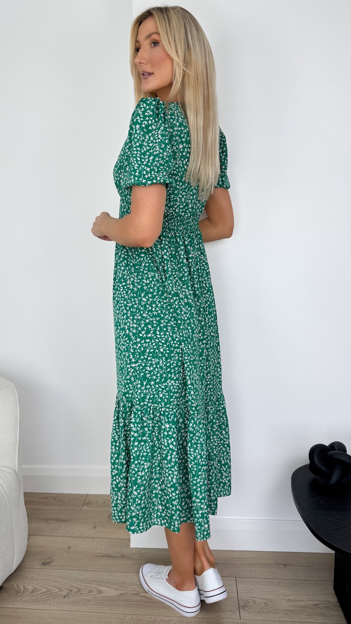 Lucy Floral Print Dress - Green