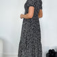 Kirsty Wrap Floral Dress with Slit - Black