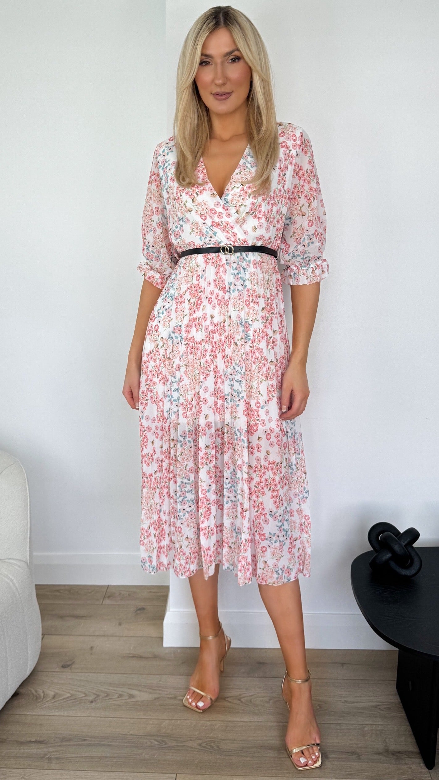 Ava White Floral Dress