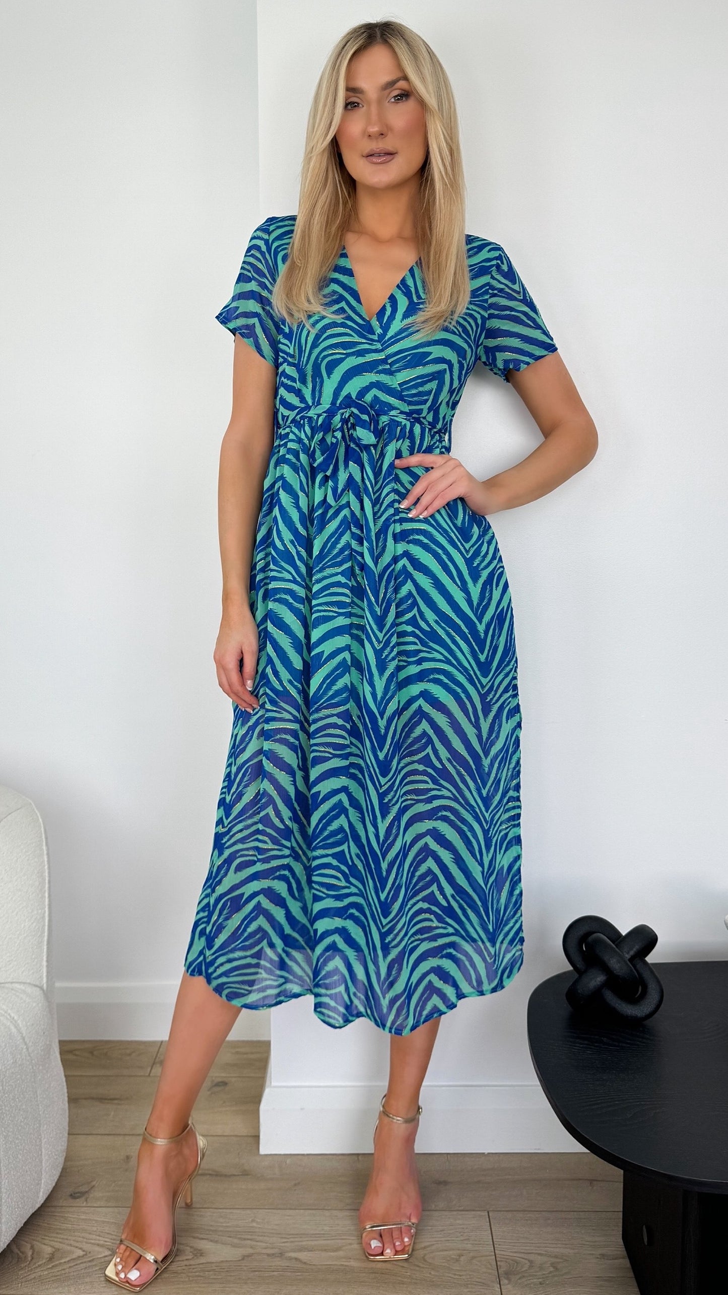 Wanda Printed Dress with Waist Bow