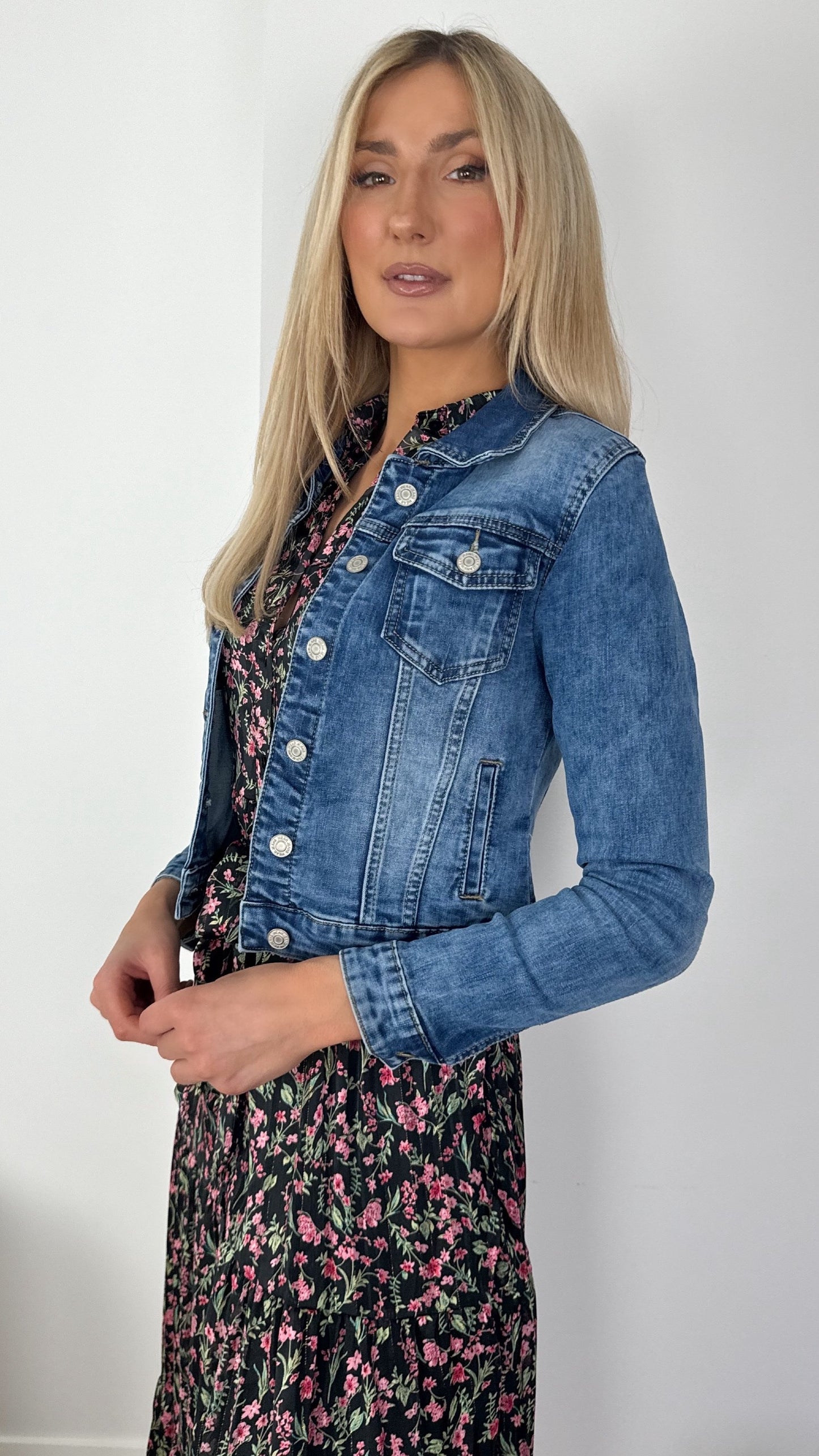 Jenny Crop Denim Jacket - Blue