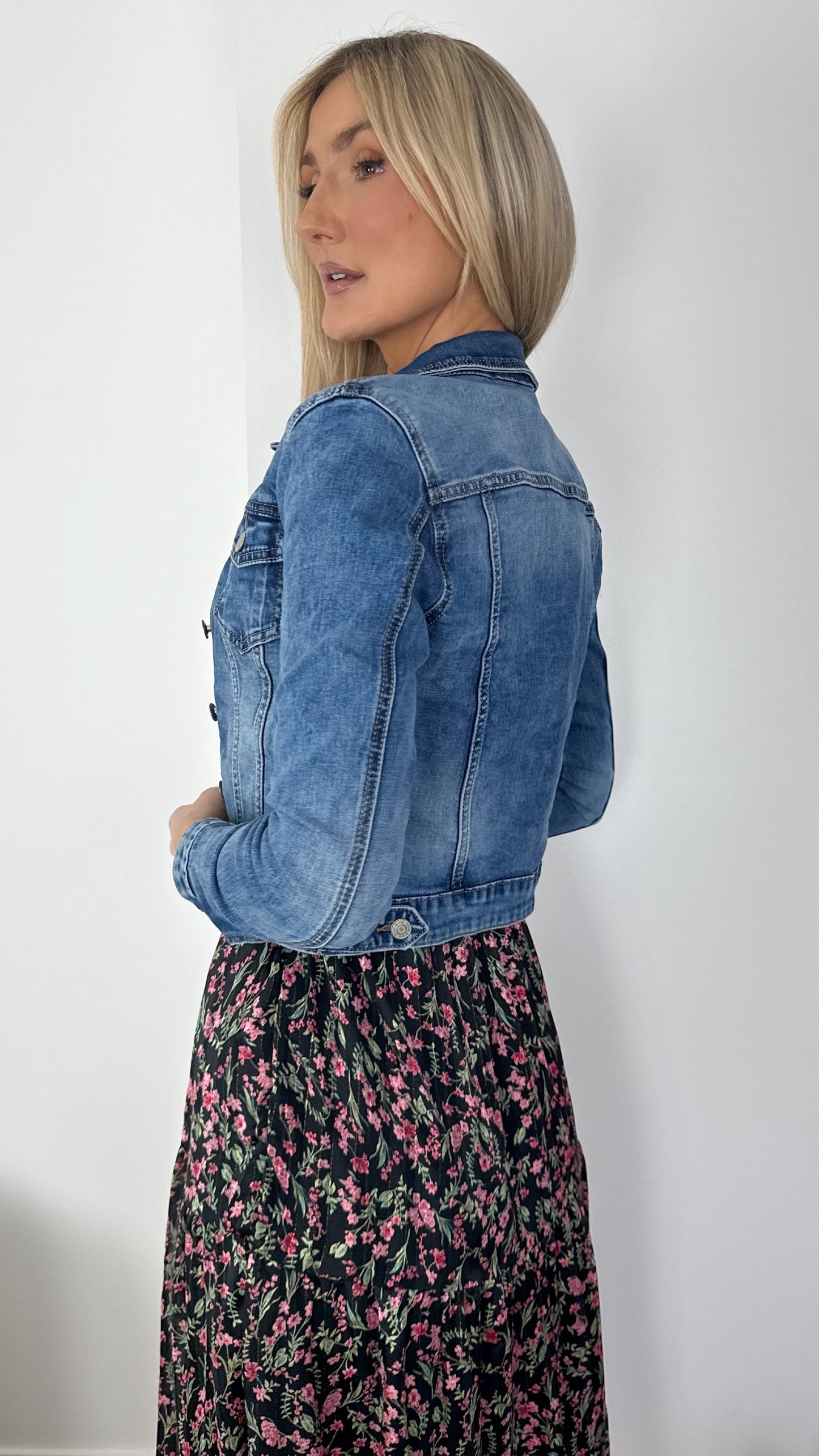 Jenny Crop Denim Jacket - Blue