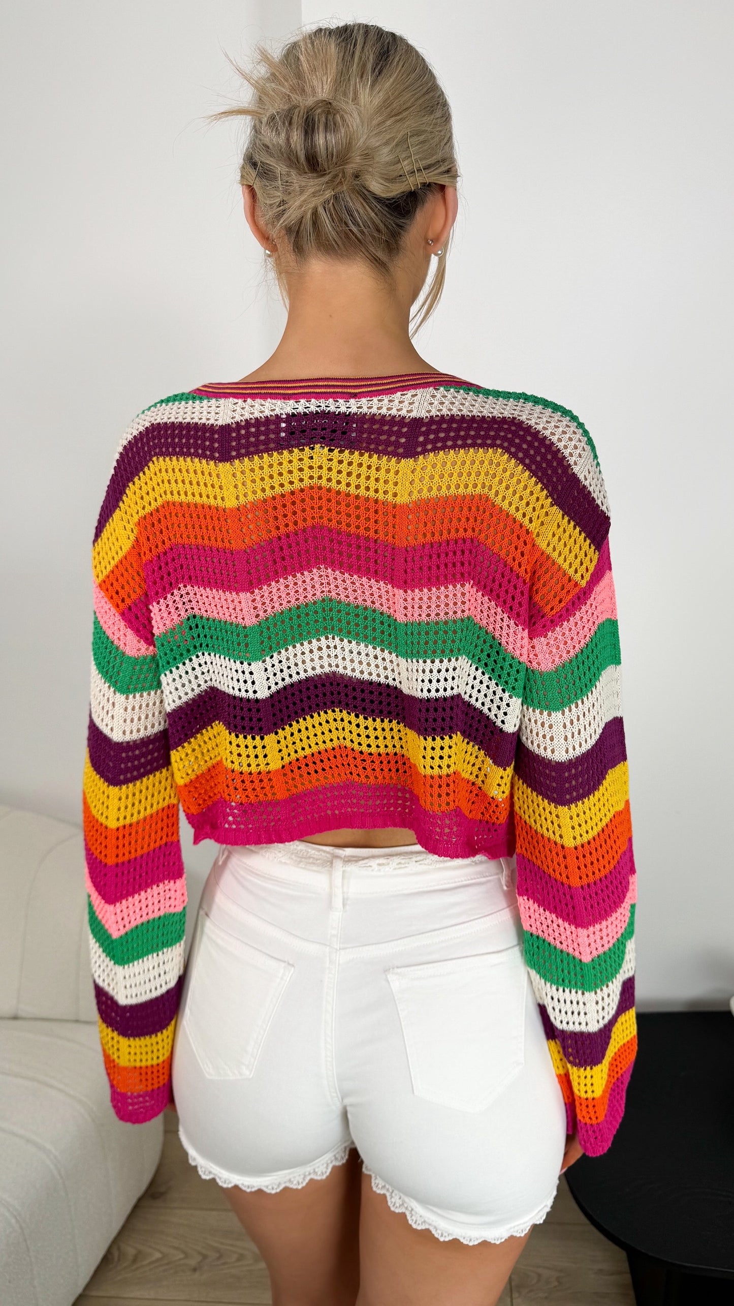 Annabella Crochet Crop Top - Multicolour