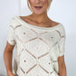 Barbara Beige Pattern Short Sleeve Blouse