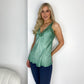 Emily Satin Lace Top - Green