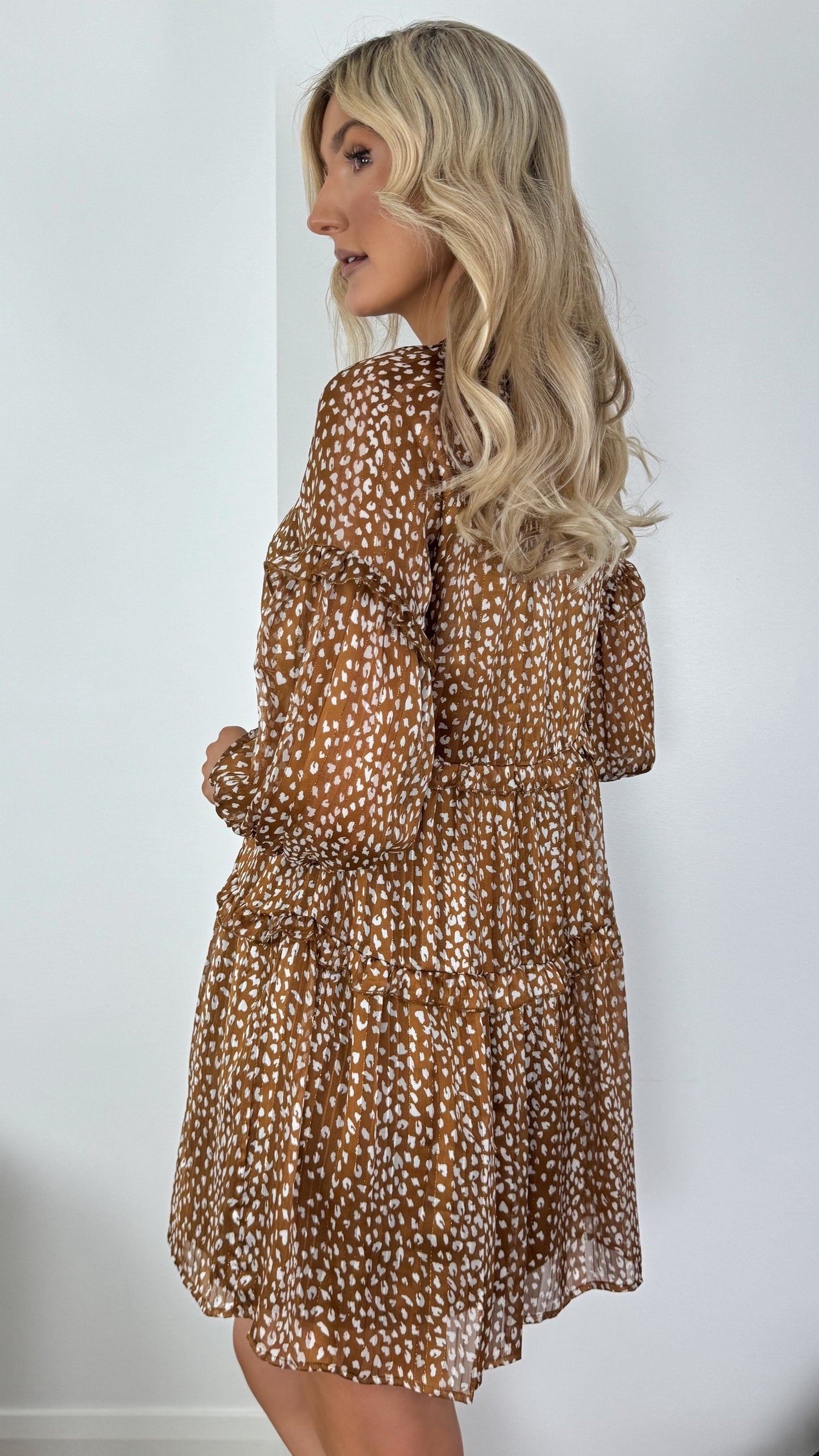 Jessica Printed Dress - Camel