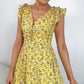 Melina Ruffle Sleeve Floral Dress - Yellow