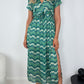 Taylor Printed Dress with Front Slit - Green