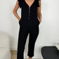 Camilla Button Front Jumpsuit with Frill Sleeves - Black