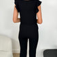 Camilla Button Front Jumpsuit with Frill Sleeves - Black