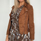 Ely Light Crop Suede Jacket - Brown