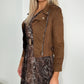 Vivi Light Crop Suede Jacket - Brown