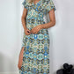 Emma Midi Printed Dress with Front Slit