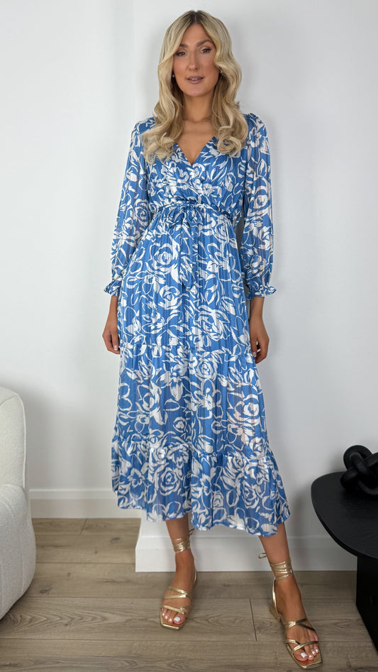 Gabriella Maxi Floral Dress - Blue