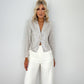 Single Breasted Sequin Crop Blazer - Silver