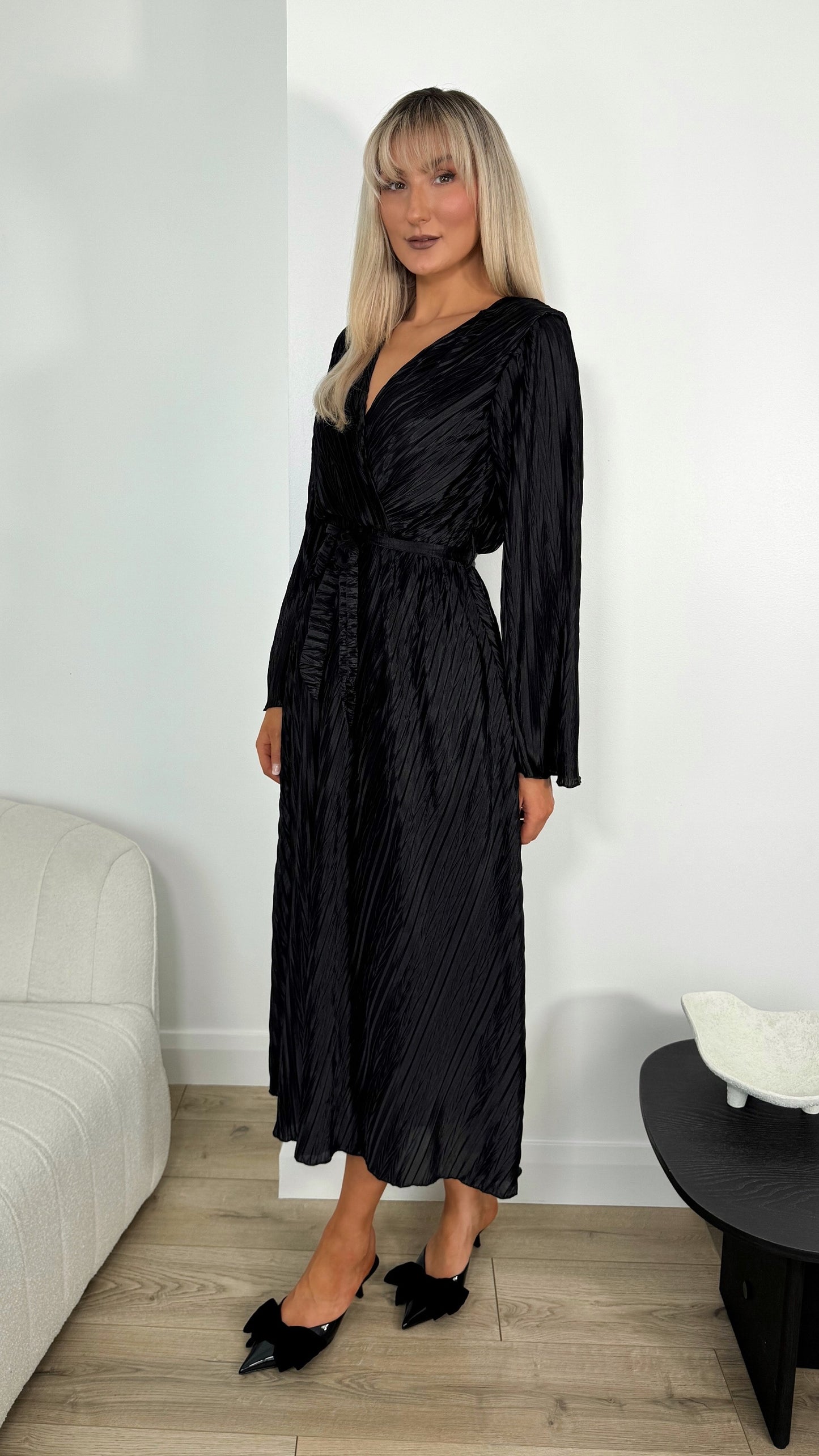 Sinead Belted Maxi Dress - Black