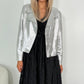 Metallic Faux Leather Jacket with Pockets - Silver