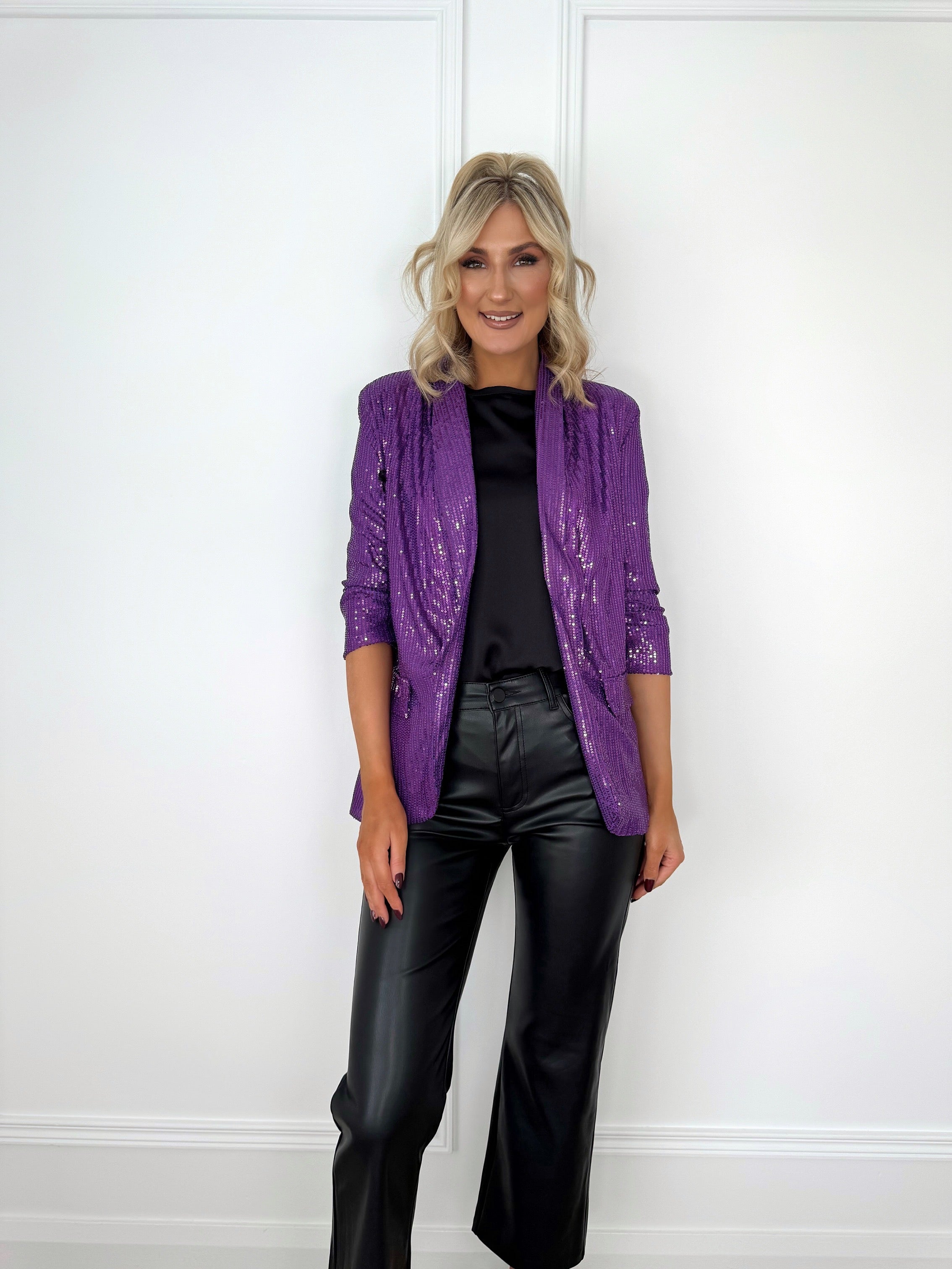 Nadia Sequin Blazer Purple Fridays Edit