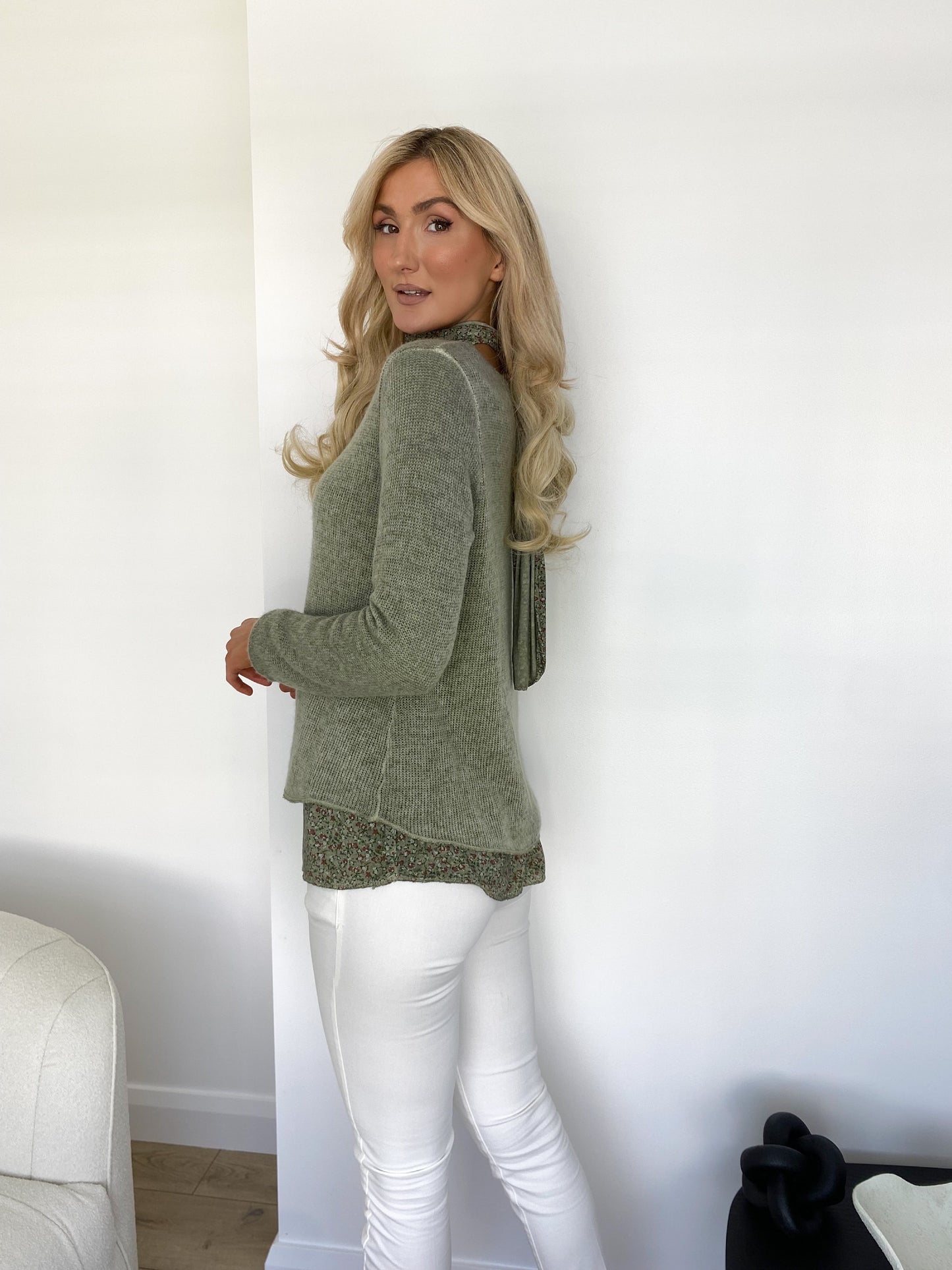 Marina Top with Scarf - green