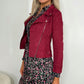 Vivi Light Crop Suede Jacket - Burgundy