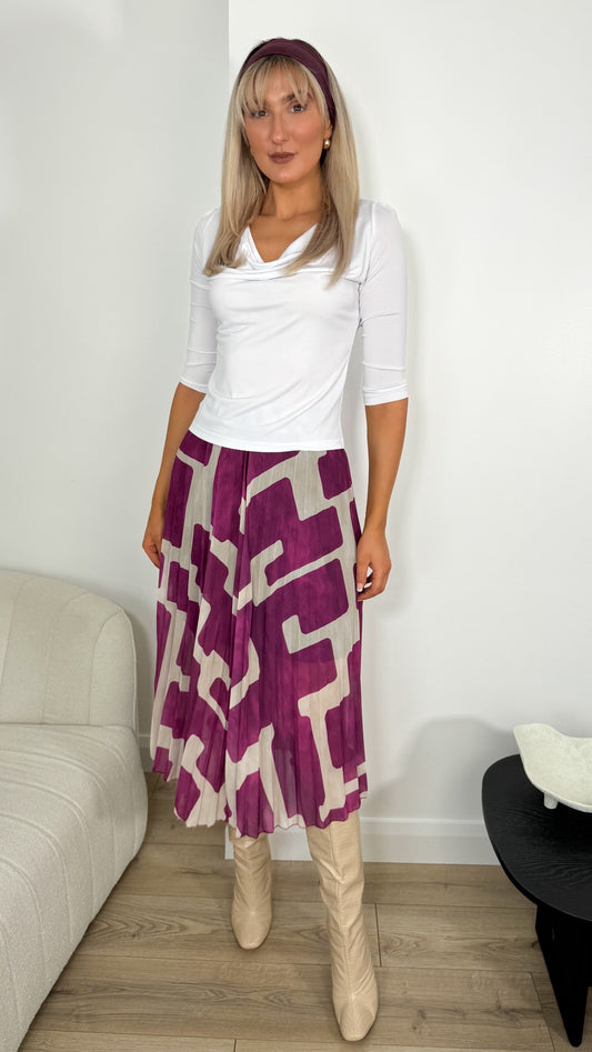 Jess Printed Skirt - Magenta