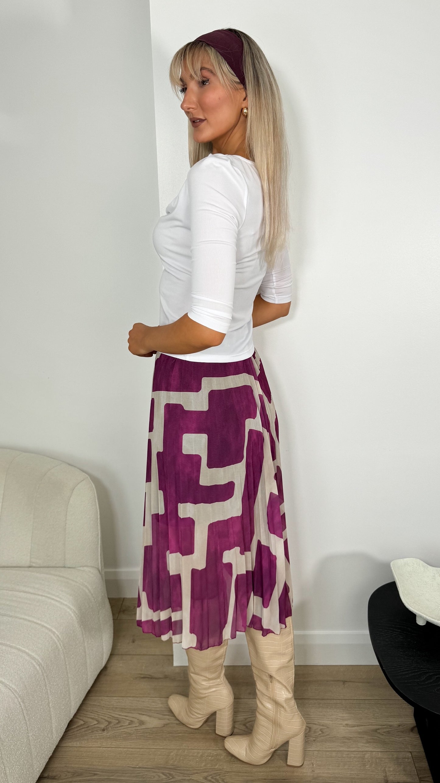 Jess Printed Skirt - Magenta