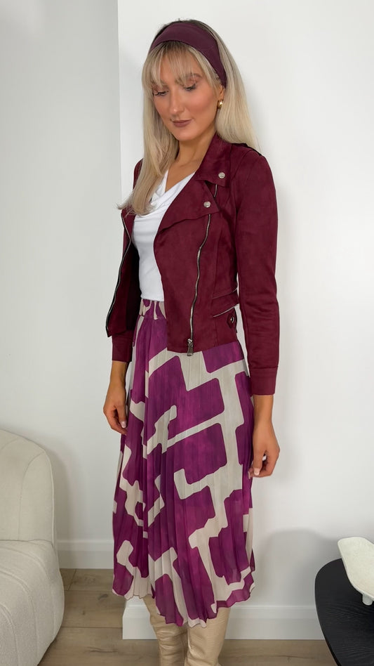 Ely Light Crop Suede Jacket - Burgundy