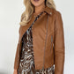 Siobhan Crop Faux Leather Jacket - Brown