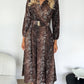 Tina Belted Printed Dress - Brown
