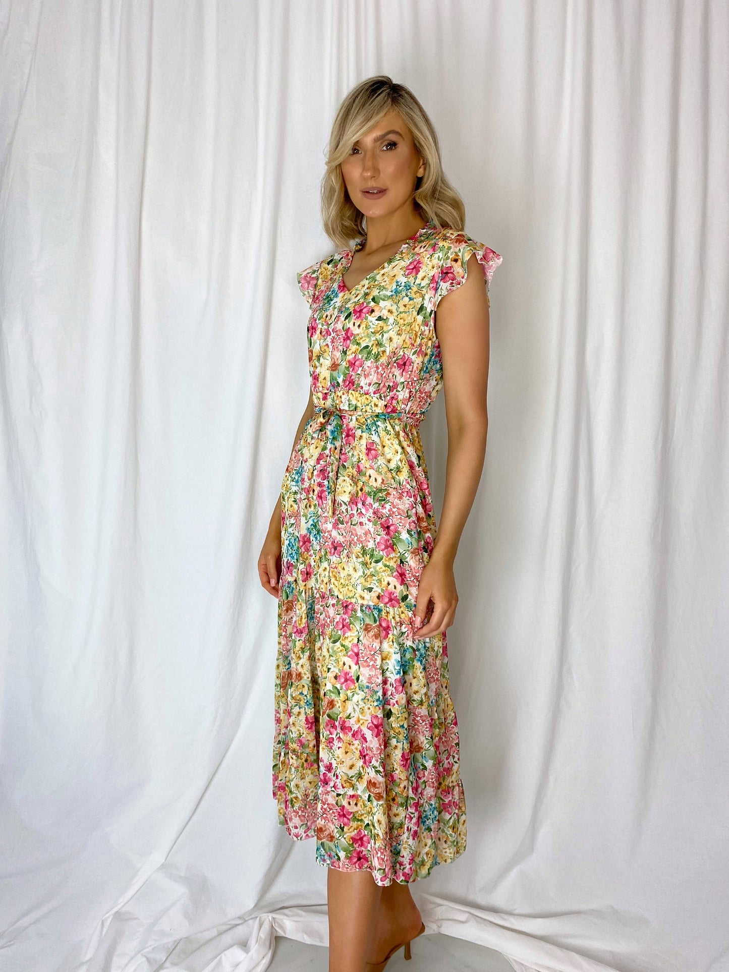 Nadine Pink and Yellow Floral Dress