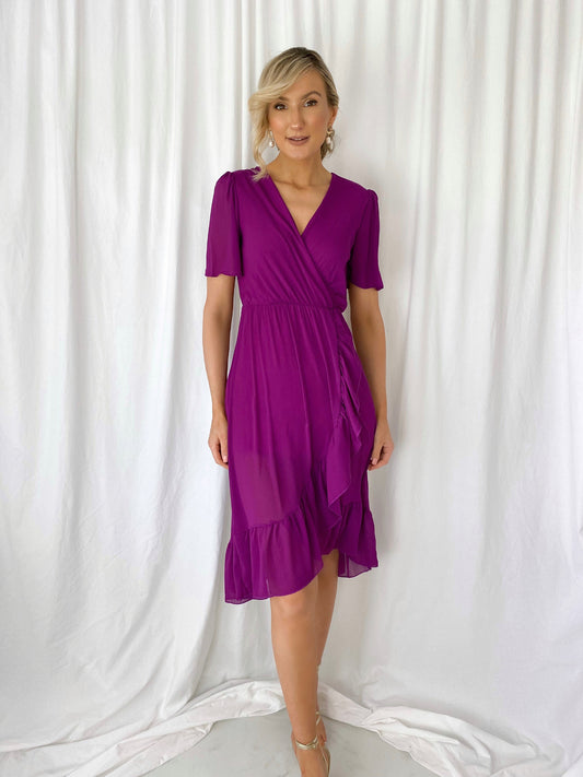 Sonya Ruffle Dress - Magenta