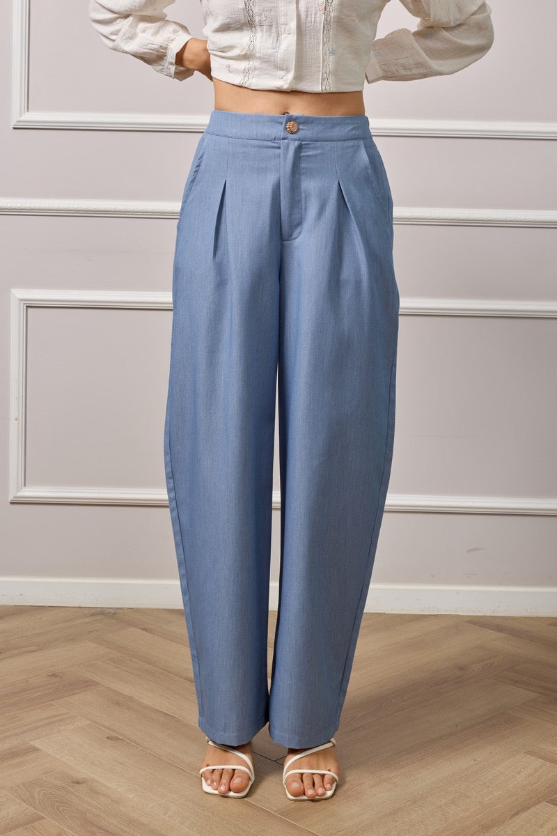 Maureen Barrel Pants - Blue