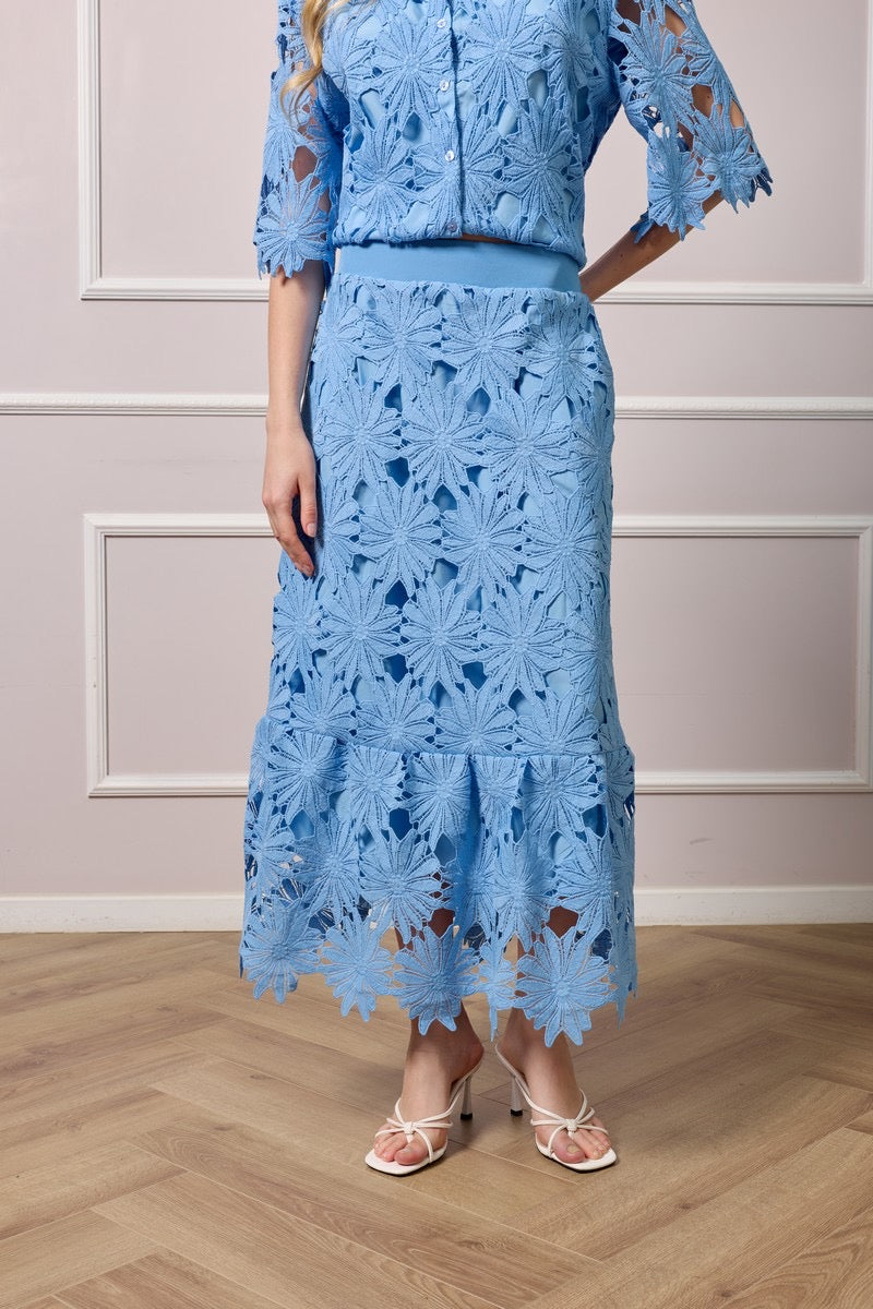 Noreen Maxi Lace Skirt - Blue