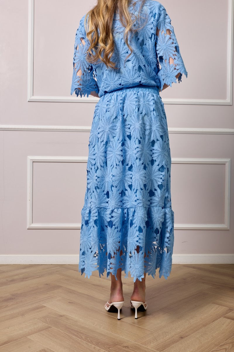 Noreen Maxi Lace Skirt - Blue