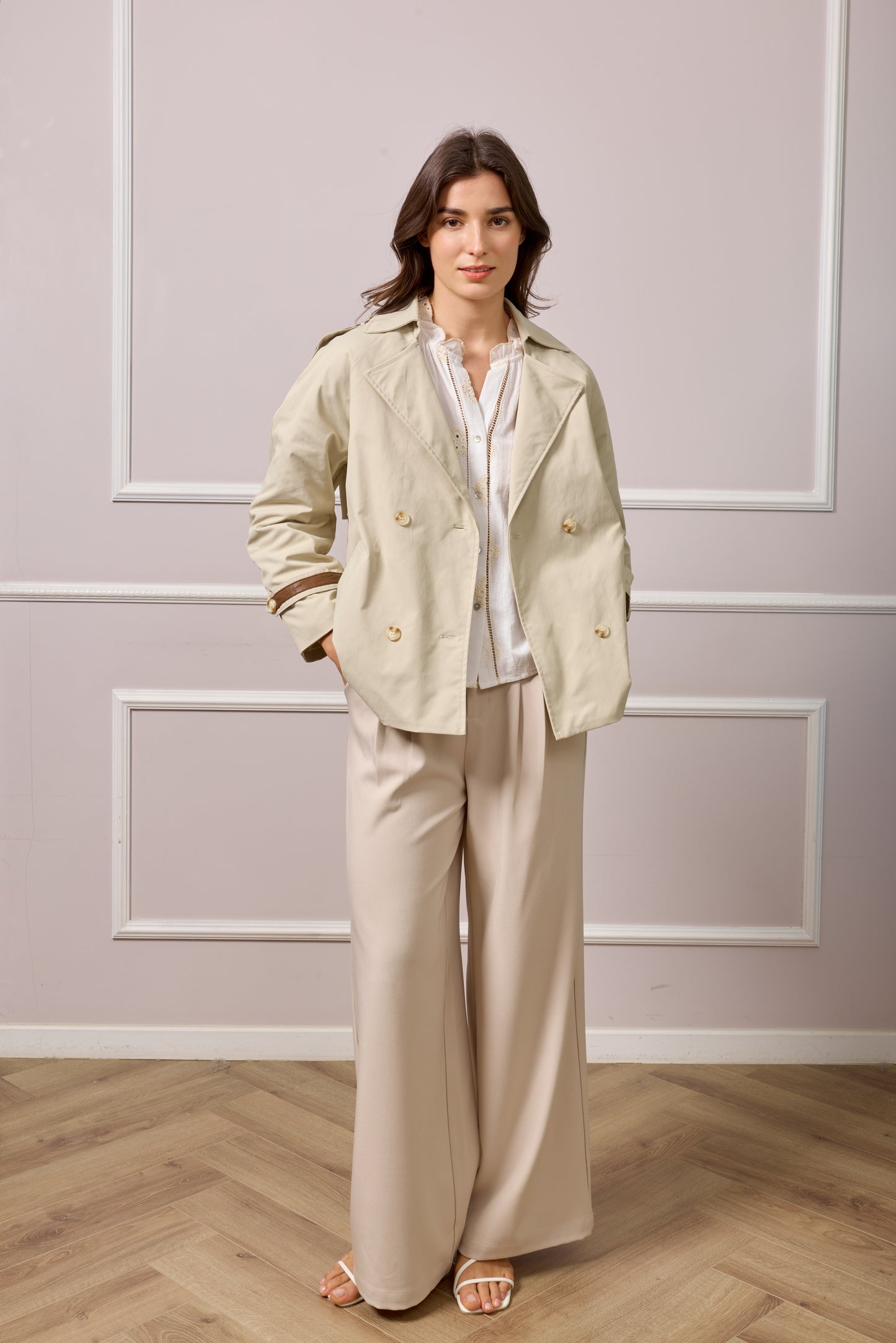 Janice Short Trench Coat - Beige