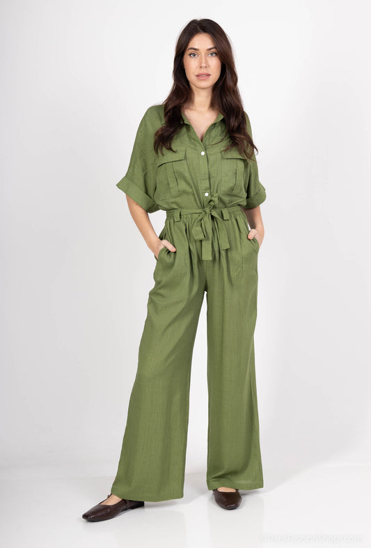 Tina Wide Leg Pants - Green