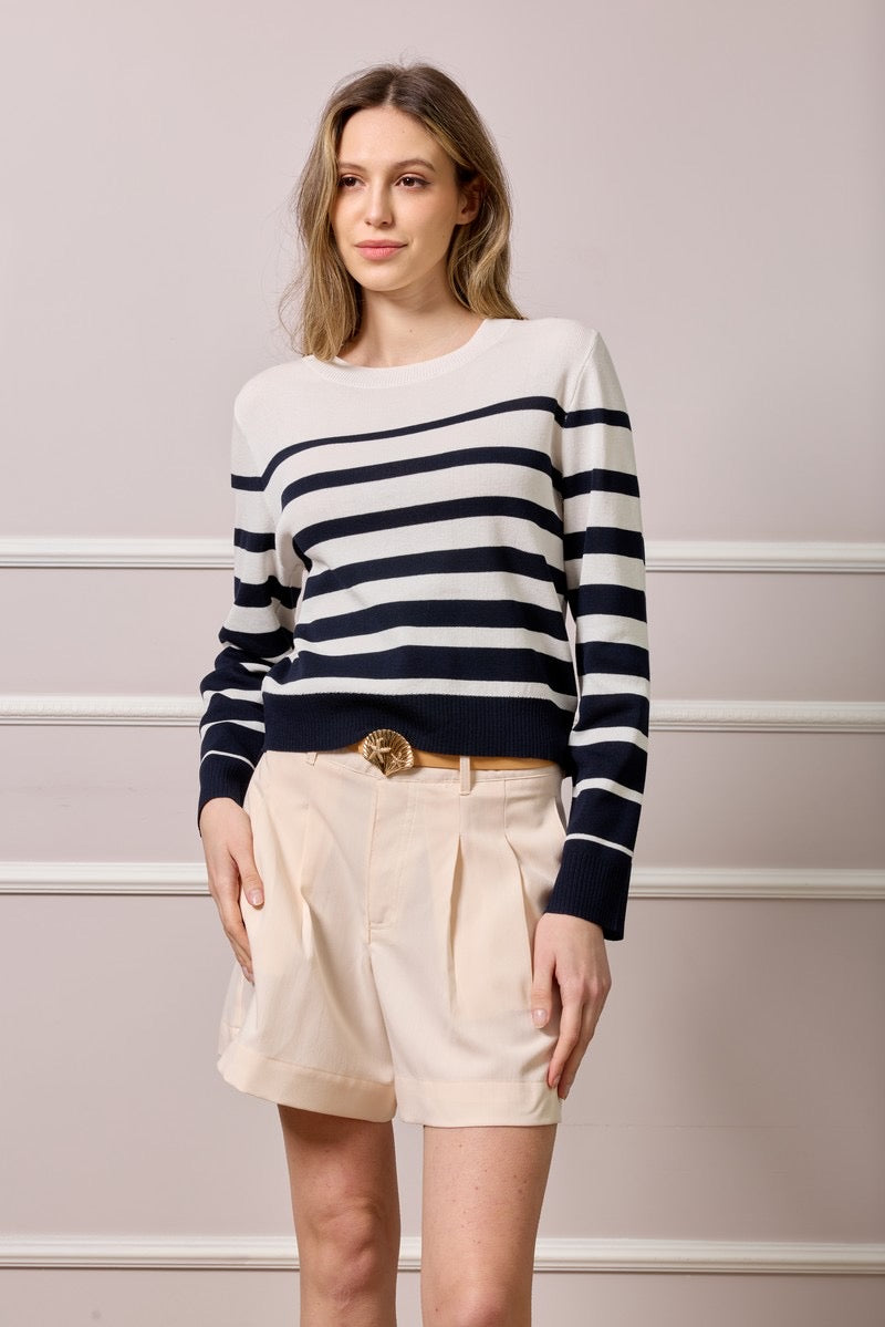 Yvonne Striped Knit - Navy and White