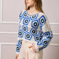 Paula Crochet Knit Top - Blue