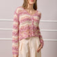 Emma Crochet Knit Cardigan - Pink