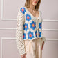 Sarah Crochet Knit Cardigan - Floral