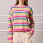 Rachel Striped Crochet Knit Top - Multicolour
