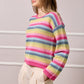 Rachel Striped Crochet Knit Top - Multicolour