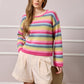 Rachel Striped Crochet Knit Top - Multicolour
