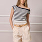 Kate Striped Knit Top - Navy and White