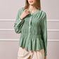 Barbara Pleated Waist Button Shirt - Green
