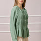 Barbara Pleated Waist Button Shirt - Green